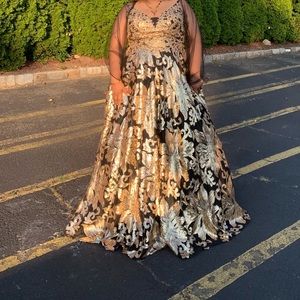 Black and gold evening dress